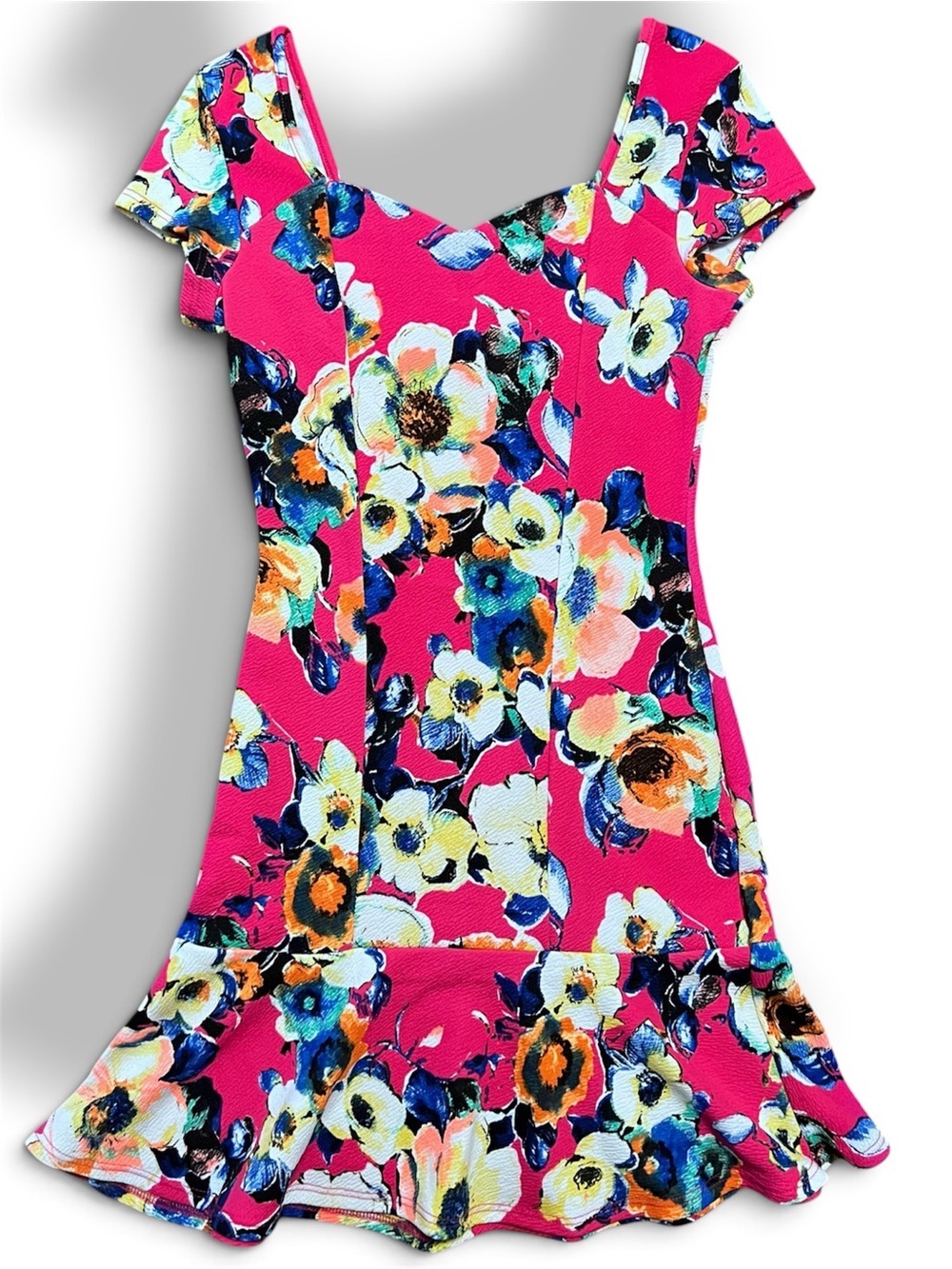 Bluebelle Hot Pink Floral Fit & Flare Dress